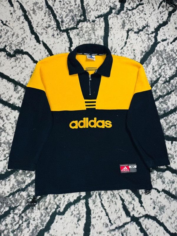 Adidas Vintage Adidas fleece yellow navy XXL Size US XXL / EU 58 / 5 - 1 Thumbnail