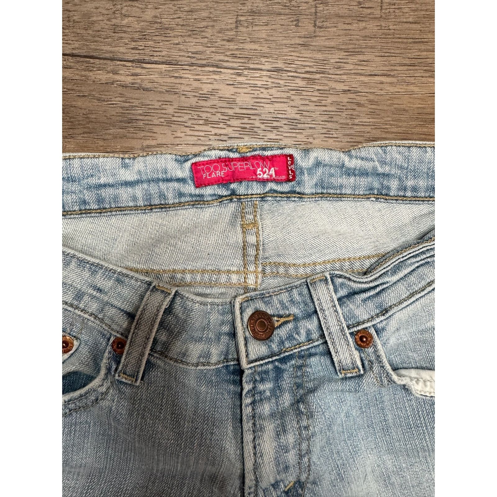 Levi's Womens Levis Jeans 524 Too Superlow Light Wash Flare Jeans Size 30" / US 8 / IT 44 - 3 Thumbnail