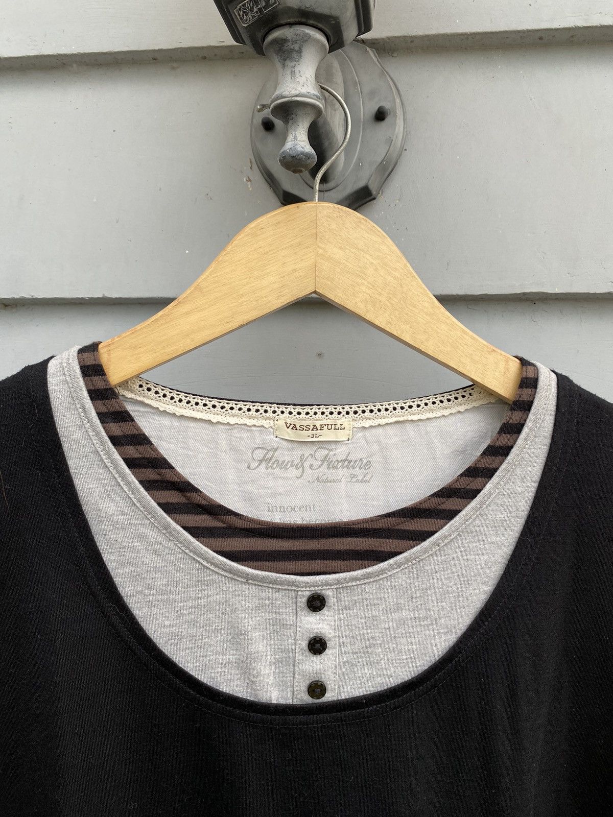 If Six Was Nine Vassafull Tripple Layer Stripes Nature Label Longsleeve Size XXL / US 16-18 / IT 52-54 - 2 Thumbnail
