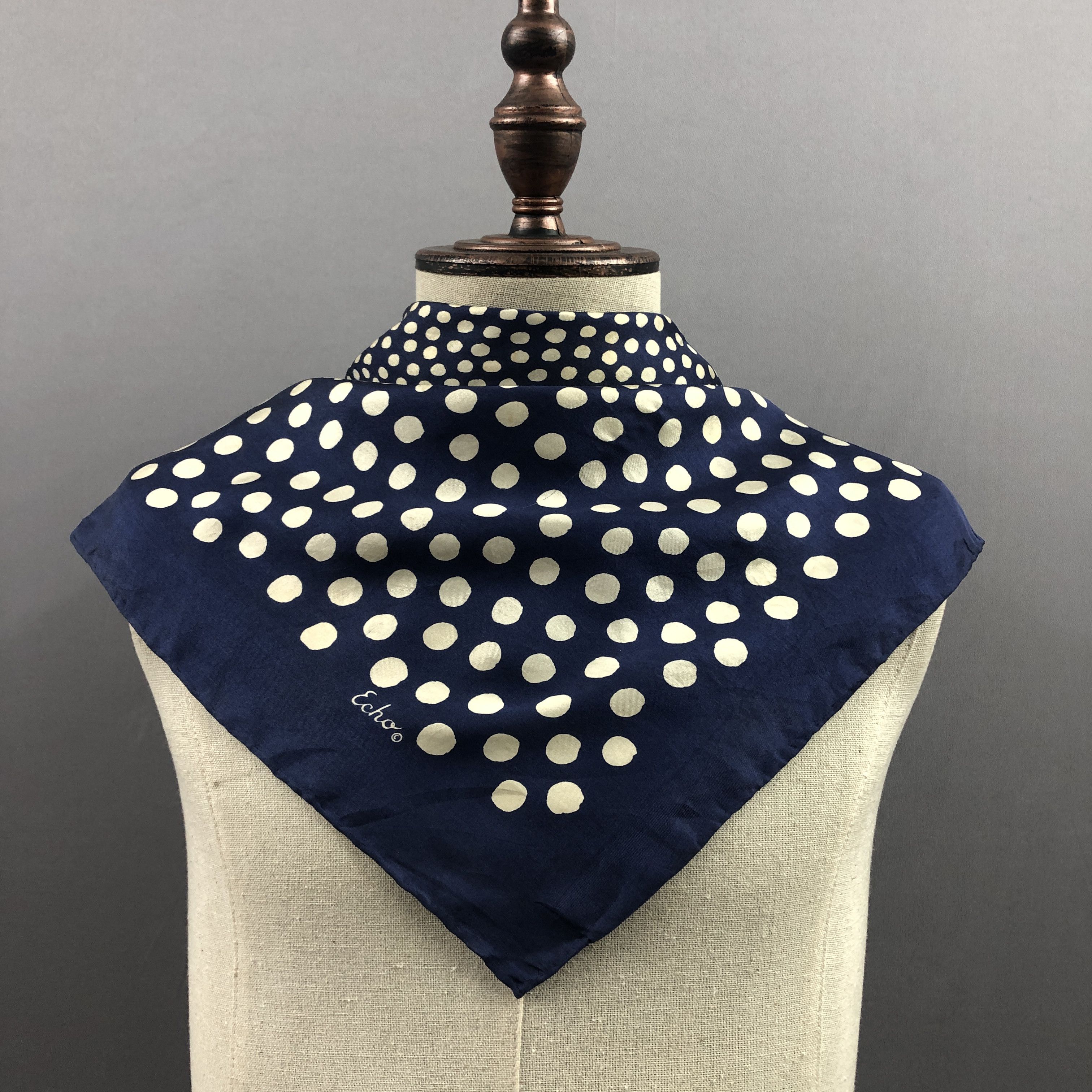 Other × Vintage Vintage Echo SILK Scarf Polka Dot Twill Stole Wraps Scarves Size ONE SIZE - 2 Thumbnail