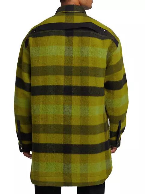 Rick Owens os11x0124 Plaid Wool Oversized-Fit Overshirt in Acid Green Size US M / EU 48-50 / 2 - 5 Thumbnail