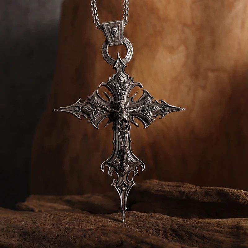 Other Vintage Gothic Cross Skull Pendant Size ONE SIZE - 4 Thumbnail