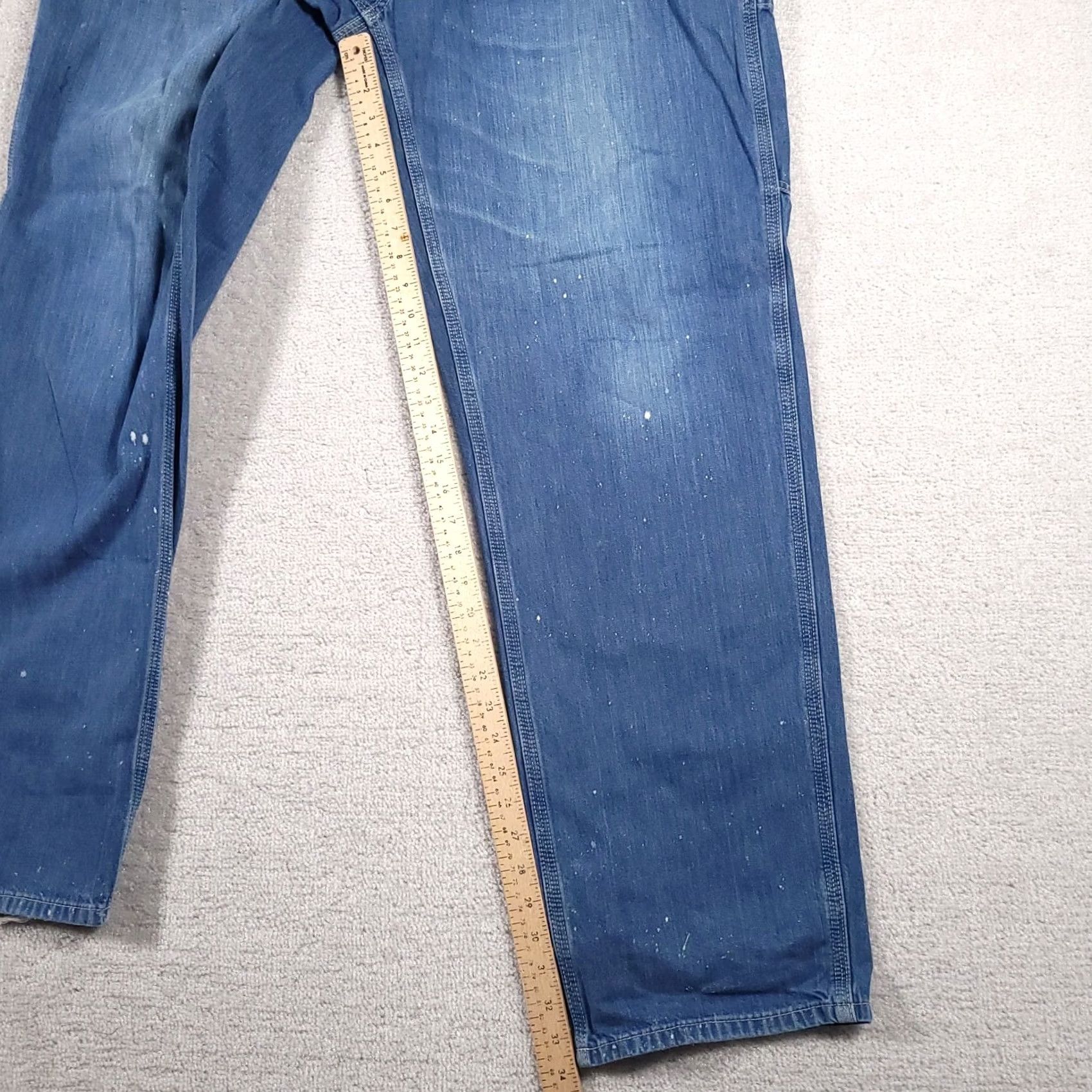 Carhartt VINTAGE Carhartt Denim Jeans Carpenter Dungaree Fit Blue Mens 42x34 Workwear Paint Flaws Size US 42 / EU 58 - 5 Thumbnail