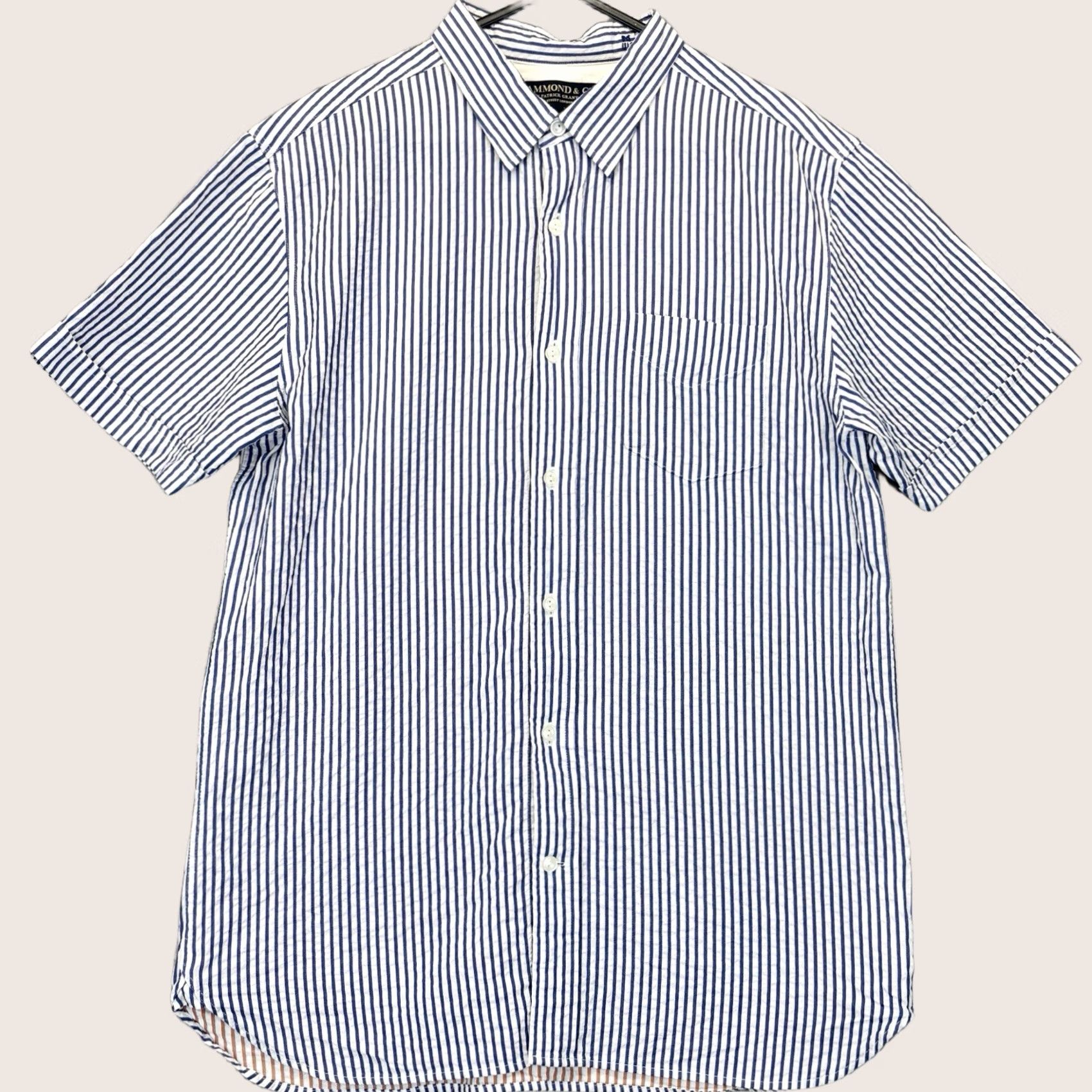 CO Hammond & Co Shirt Medium Striped Mens Blue White Short Sleeve Button-Up Size US M / EU 48-50 / 2 - 1 Thumbnail