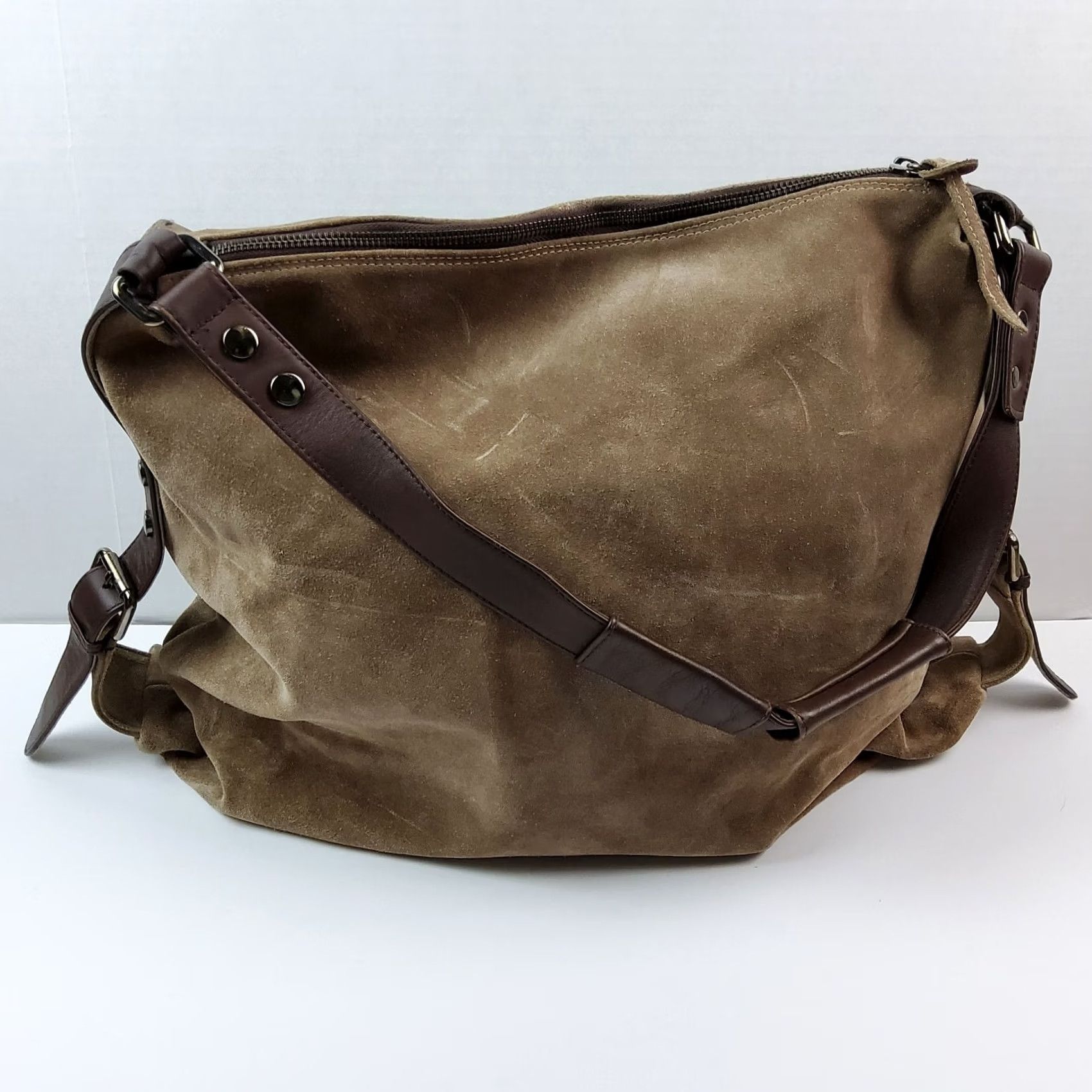 Donald Pliner Donald J Pliner Suede Leather Hobo Bag Purse Women Brown Leather Lining 18x15x5 Size ONE SIZE - 3 Thumbnail