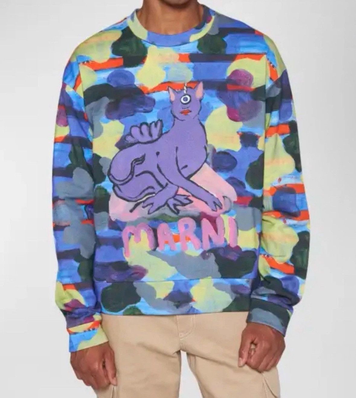 Marni MARNI Sweater Size 54 Men's XL Purple Dragon Logo Sweatshirt Size US XL / EU 56 / 4 - 1 Thumbnail
