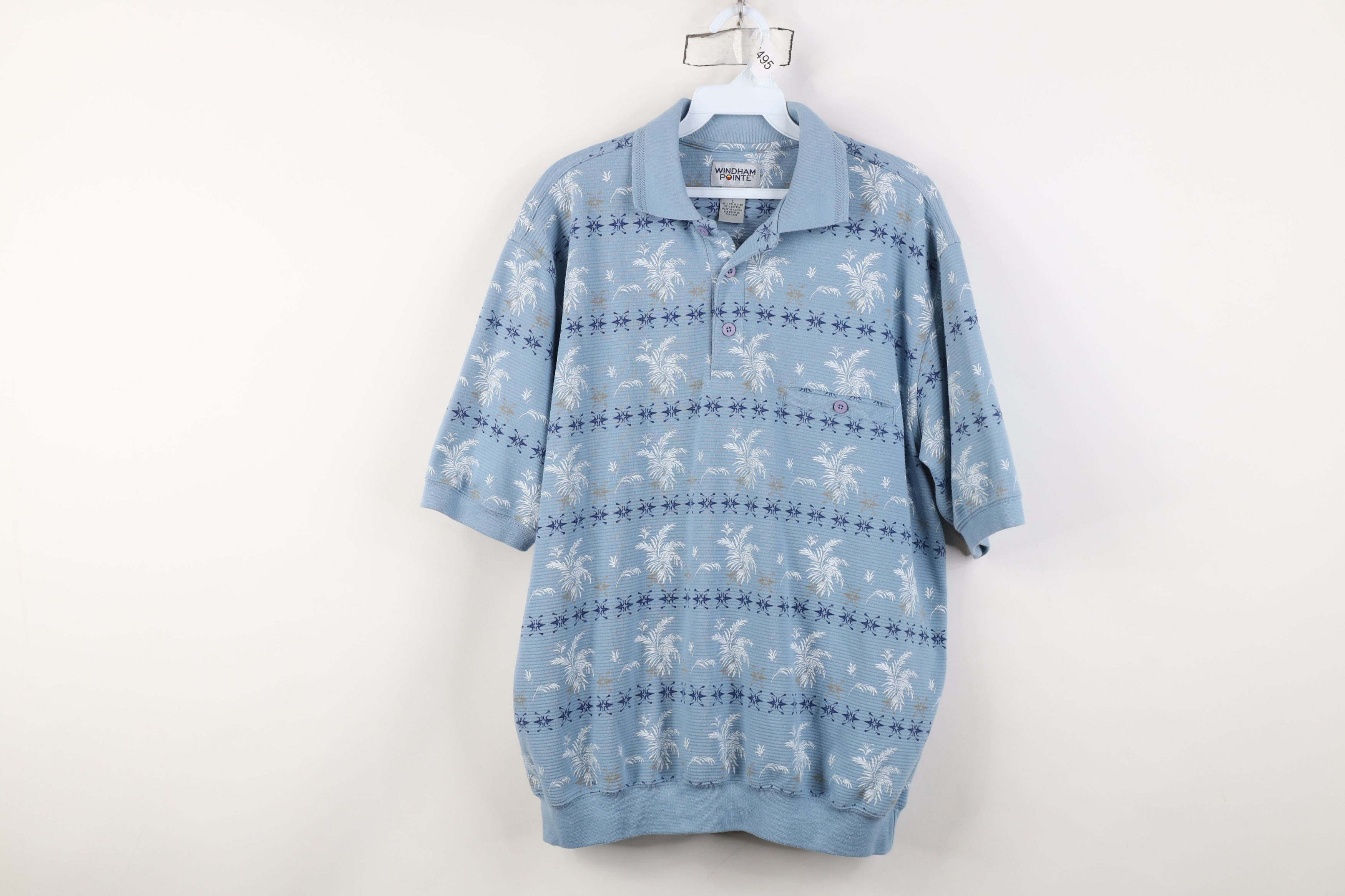 Vintage Vintage 90s Streetwear Geometric Leaf Pullover Polo Shirt Size US L / EU 52-54 / 3 - 1 Thumbnail