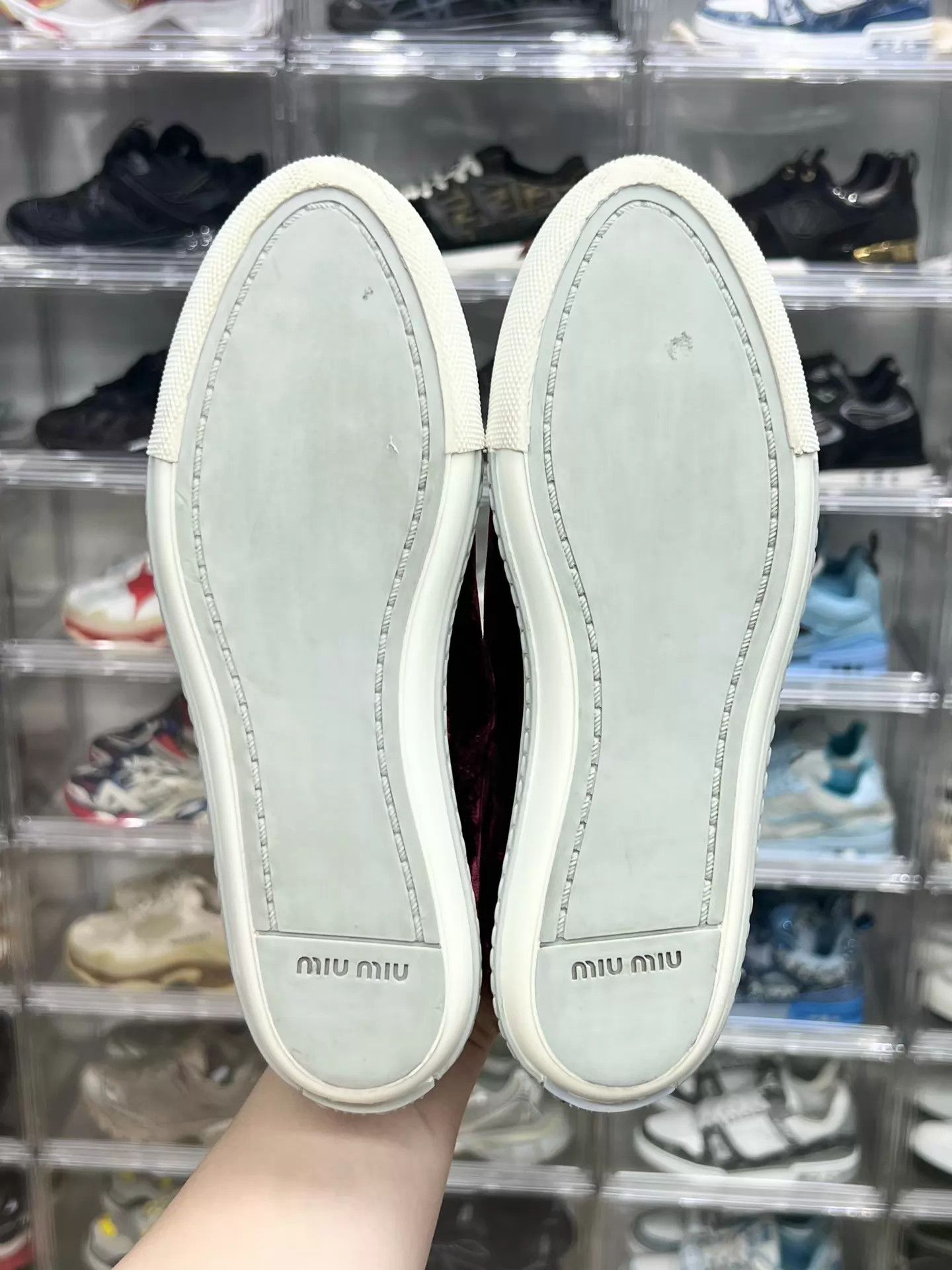 Miu Miu MIU MIU Burgundy Suede Crystal Sneakers EU37 Low Wear Size US 6.5 / IT 36.5 - 8 Thumbnail