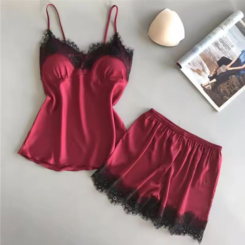 Other Women Pajama Suit V-Neck Lace Sexy Sleep Short pyjamas Size ONE SIZE - 1 Thumbnail