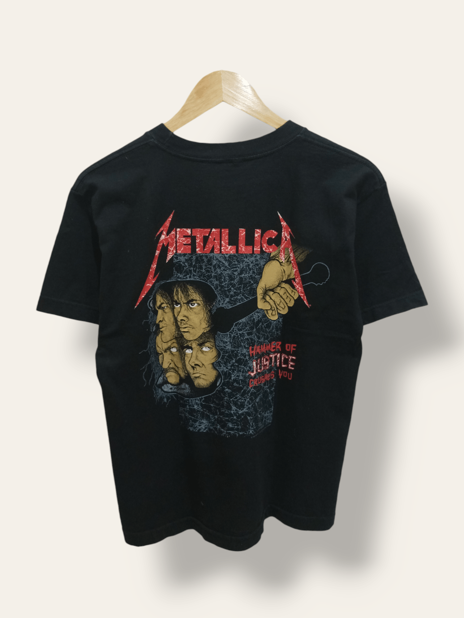 image of Authentic Vintage 90's Metallica Justice For All Band Tees in Black, Men's (Size Small)