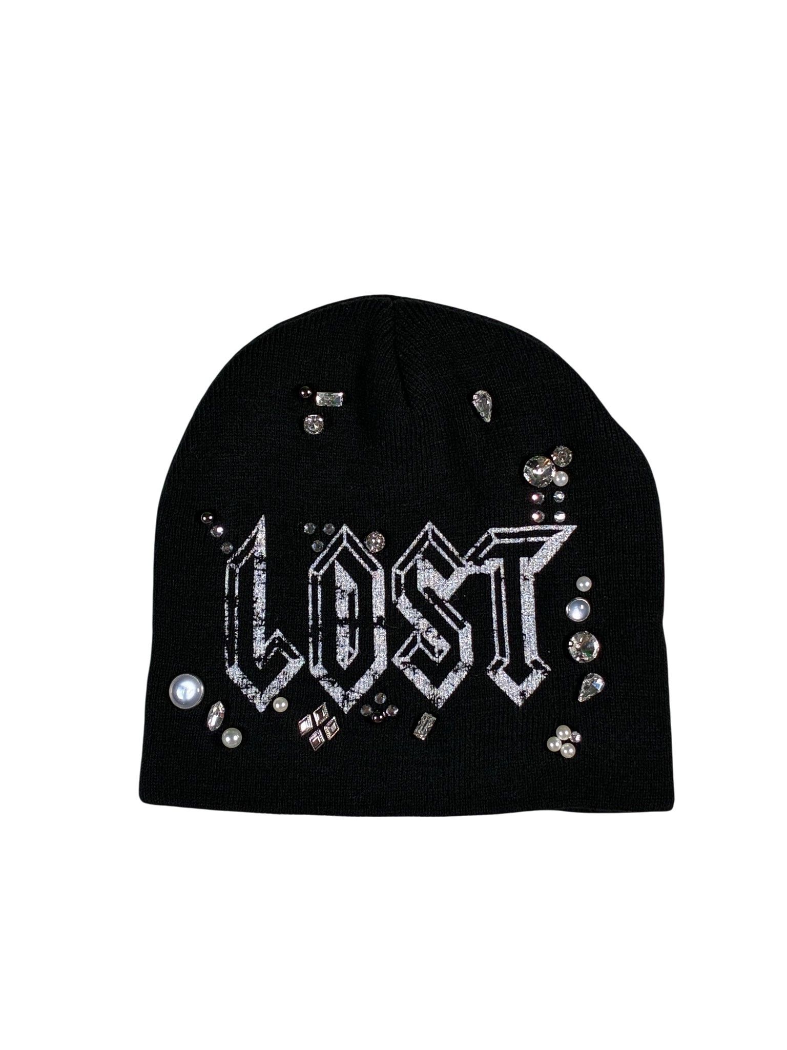 LOST INTRICACY Lost Intricacy 'Clear Rhinestone' Black & Silver Beanie Size ONE SIZE - 1 Preview