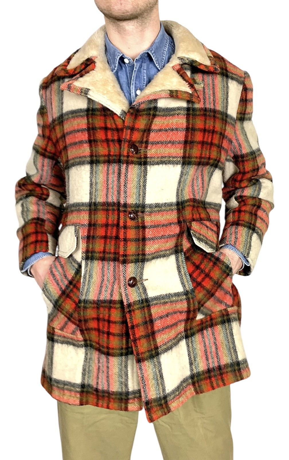 Japanese Brand 50s Vintage Canada Plaid Shearling Wool Heavy Coat Size US M / EU 48-50 / 2 - 3 Thumbnail