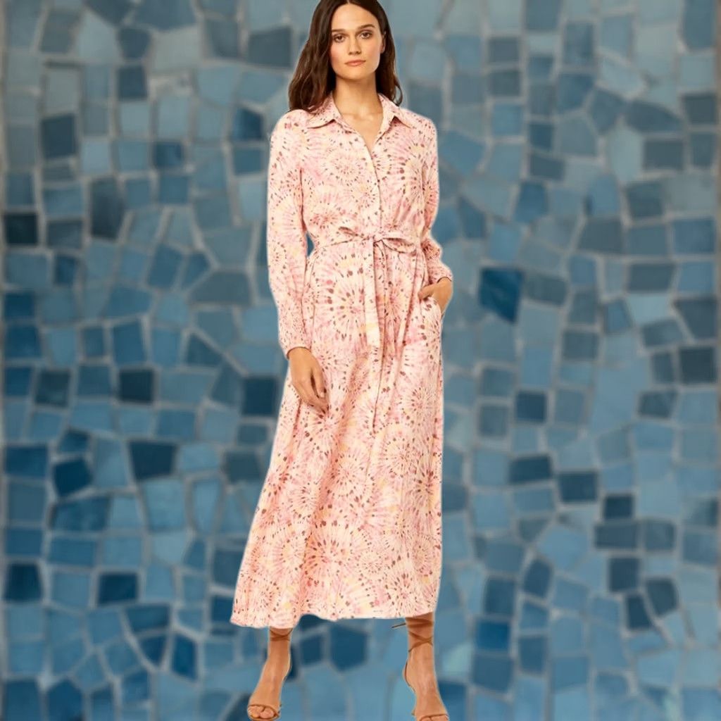MISA Los Angeles MISA Los Angeles Bettina Belted Floral Shirtdress Rose Lemonade Women's S Button Closure, Long Sleeve, Lightweight, Pockets, Cotton Blend, NWT Size S / US 4 / IT 40 - 1 Thumbnail