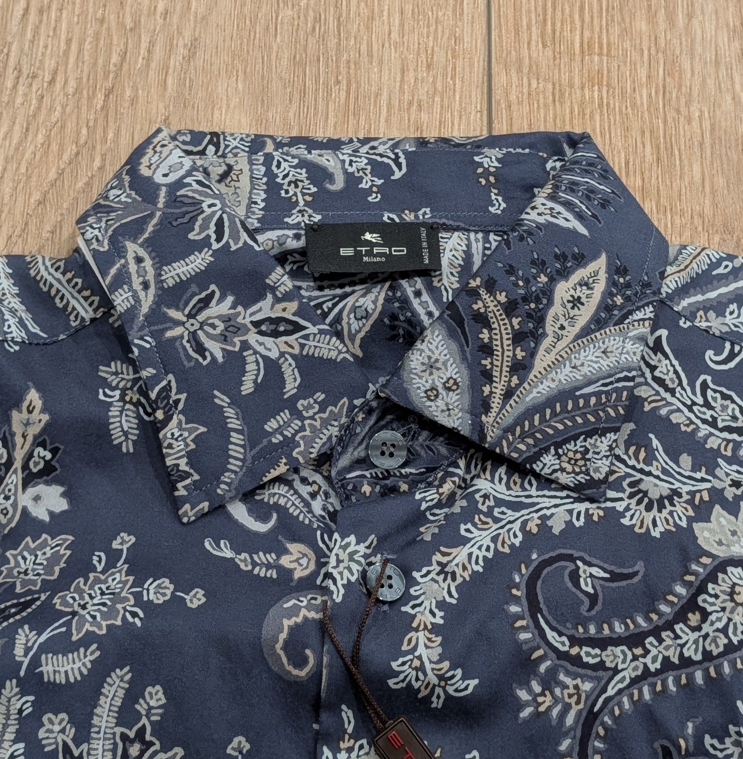 Etro ETRO Paisley Print LS Button Up Sport Shirt Navy 40 US 15.75 Size US M / EU 48-50 / 2 - 2 Thumbnail