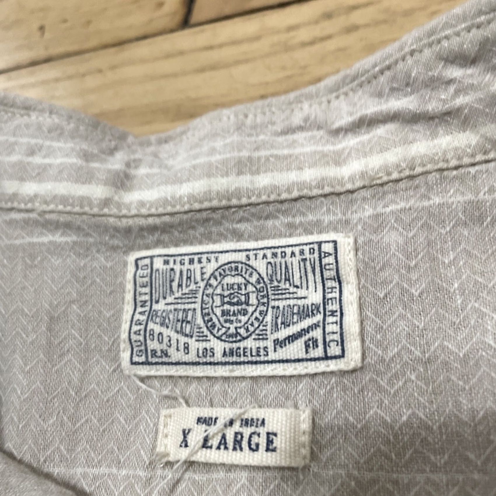 Lucky Brand LUCKY BRAND Linen Shirt Men XL Tan Beige Stripe Western Button-Up Shirt Size US XL / EU 56 / 4 - 4 Thumbnail