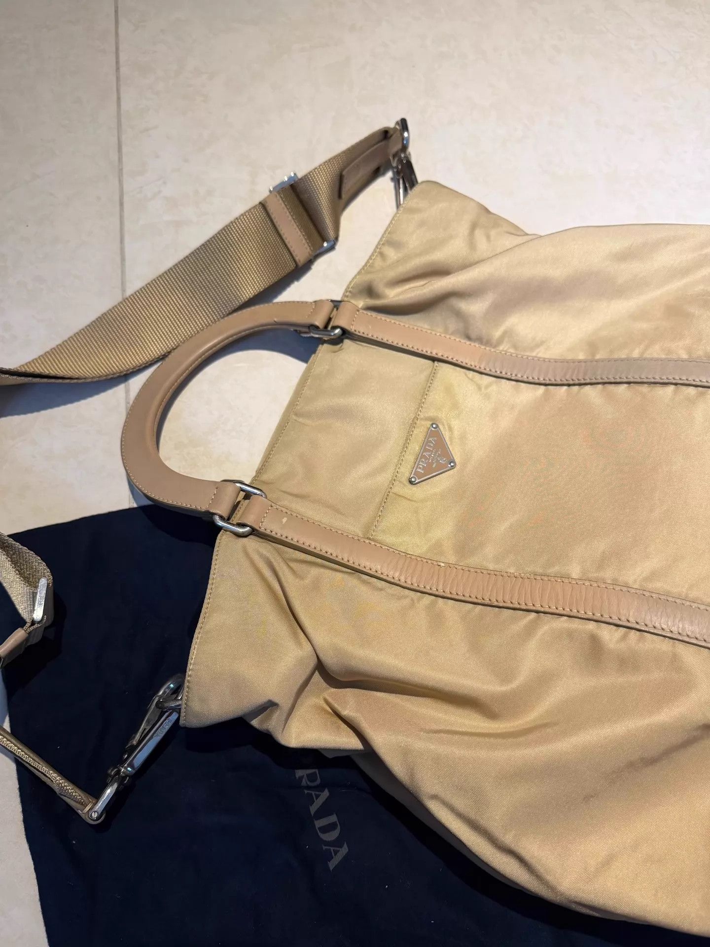 Prada Prada Logo Zip Crossbody Teal Vitello Daino NylonLeather Size ONE SIZE - 5 Thumbnail