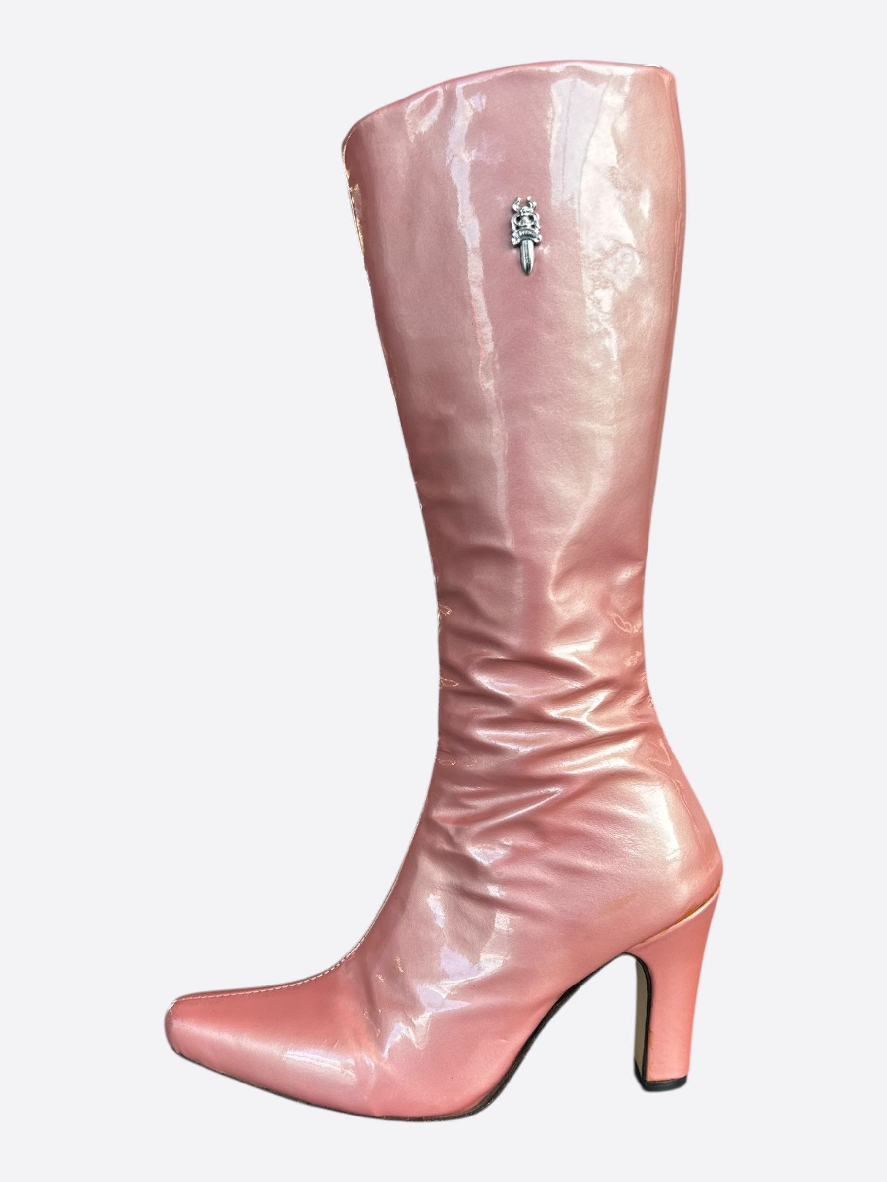 Chrome Hearts Jessie Jo Stark Pink Leather Dagger Suger Jones High Boots Size US 7 / IT 37 - 3 Thumbnail