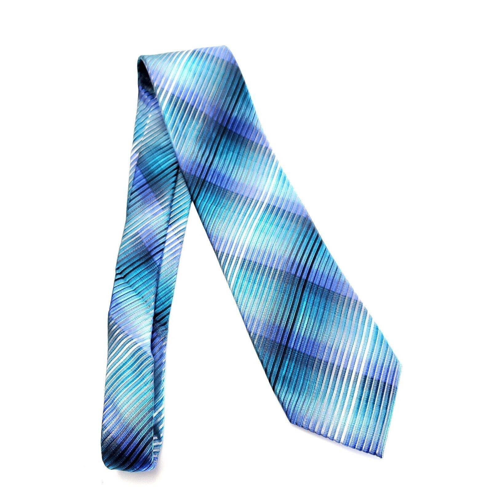 Van Heusen Van Heusen Blue Teal Striped Woven Silk Tie Size ONE SIZE - 6 Thumbnail