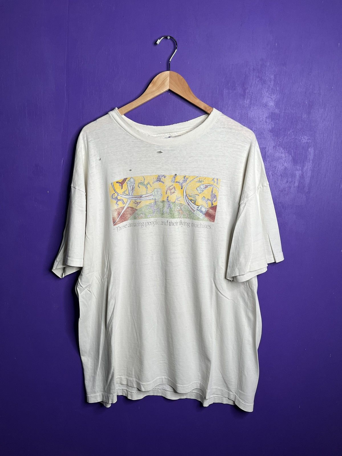 image of Vintage 90's Apple People And Their Flying Machines Art Tee in White, Men's (Size 2XL)