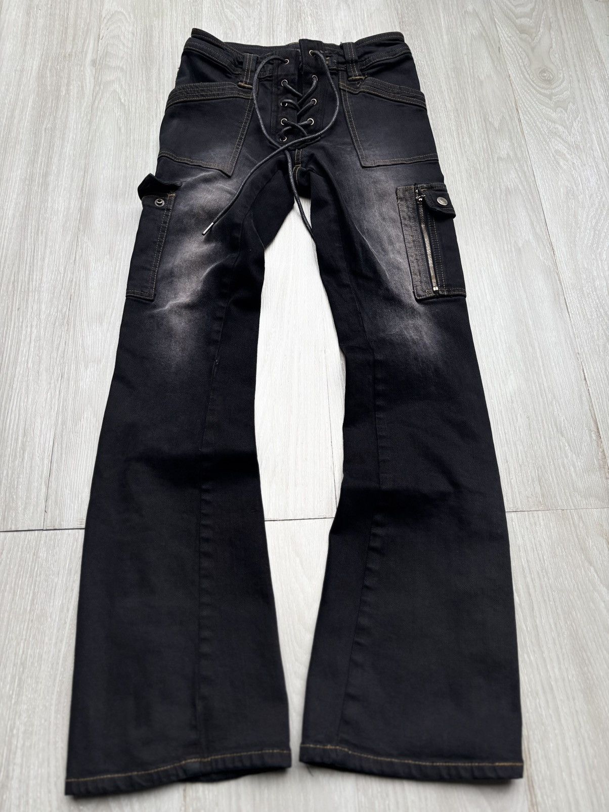 Japanese Brand BACK RUSH lace up flare jeans Size US 26 / EU 42 - 1 Thumbnail