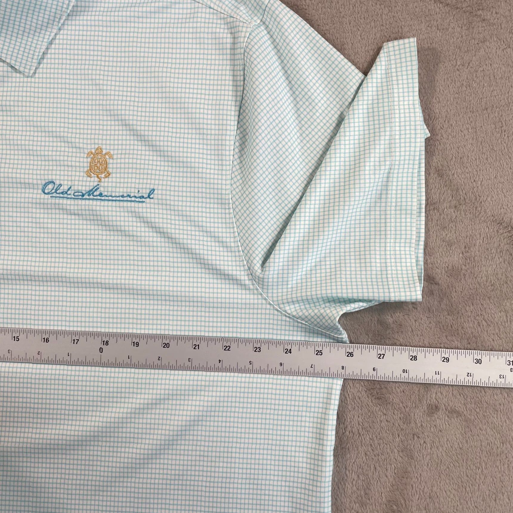 Cutter & Buck Cutter & Buck x Old Memorial Golf Club Polo Shirt Men XL Blue Check Performance Polo Size US XL / EU 56 / 4 - 7 Thumbnail