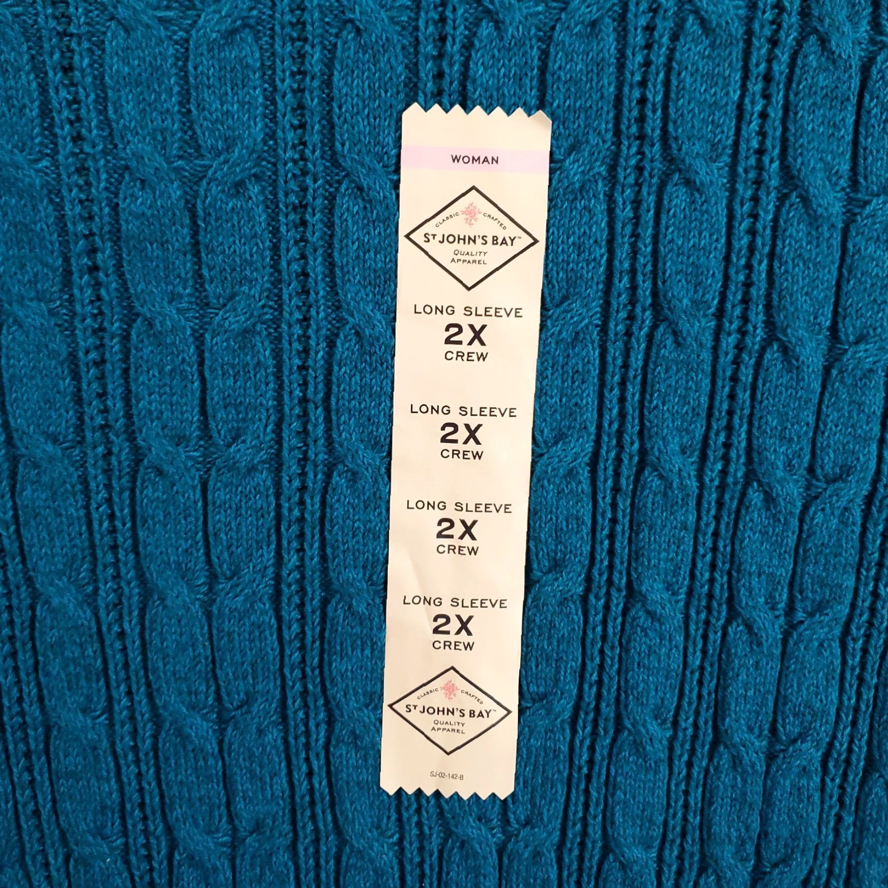 Vintage New Womens Sweater Size 2X Blue Cable Knit Chunky Long Sleeve Pullover NWT Size XXL / US 16-18 / IT 52-54 - 6 Thumbnail