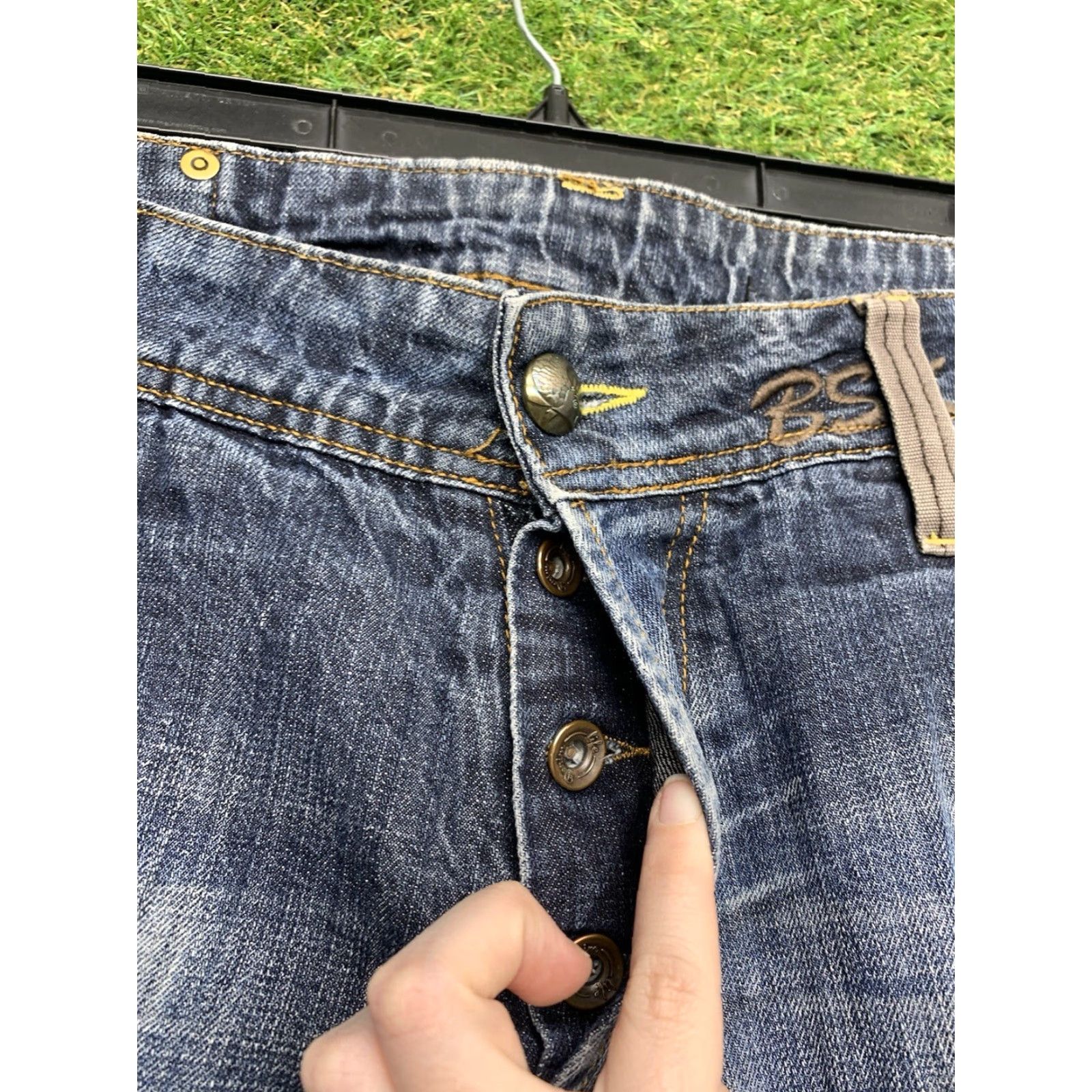Bershka Berhska Jeans Mens 33x34 Skater Y2K Dark Wash Grunge Punk JNCO Whisker Fade 90s Size 24" / US 00 / IT 34 - 3 Thumbnail