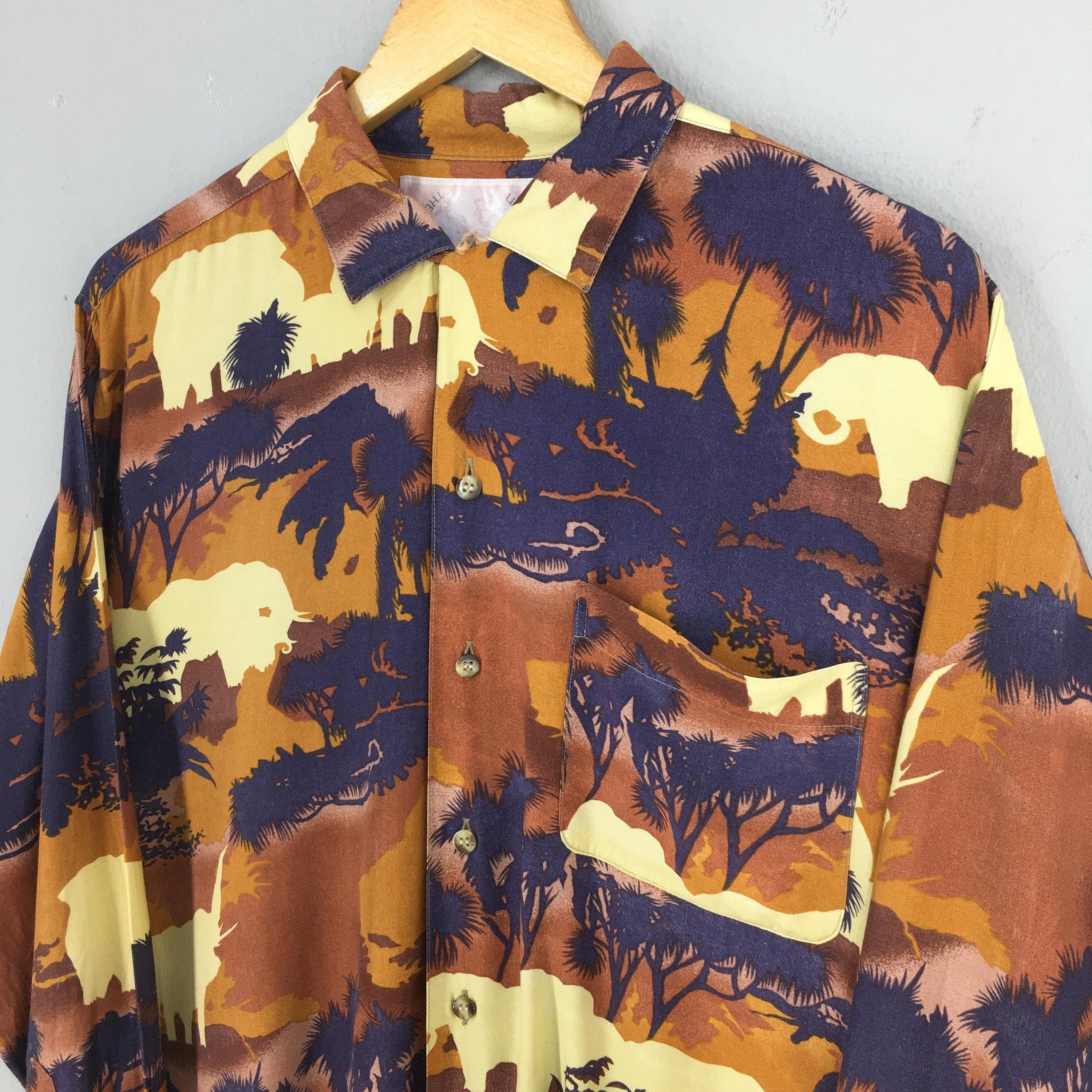 Flannel × Vintage Vintage 80s Jungle Abstract Rayon Shirt Large Size US L / EU 52-54 / 3 - 3 Thumbnail