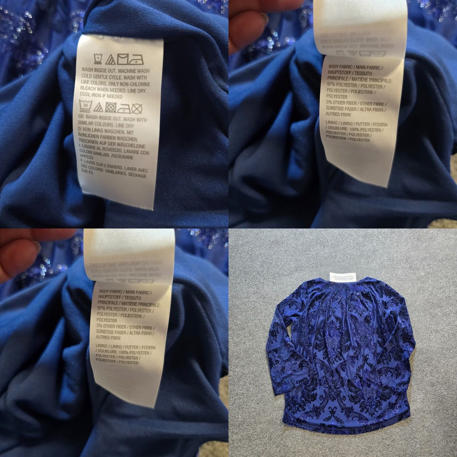 Isaac Mizrahi Isaac Mizrahi Top Womens Size S Blue Floral Shimmer Velour Holiday Classic Size S / US 4 / IT 40 - 8 Thumbnail