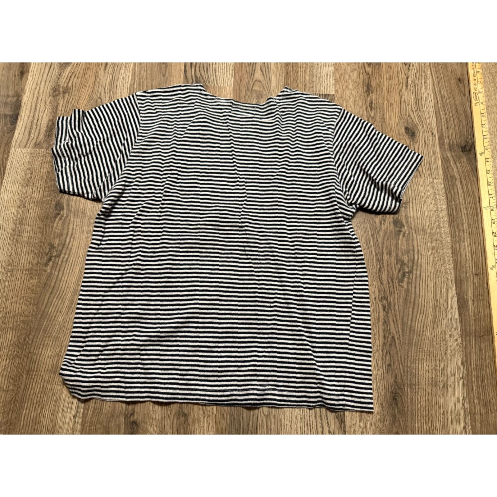 Vintage Jacobson's Shirt Women's Medium Black Tan Striped Short Sleeve Shirt Size M / US 6-8 / IT 42-44 - 2 Thumbnail