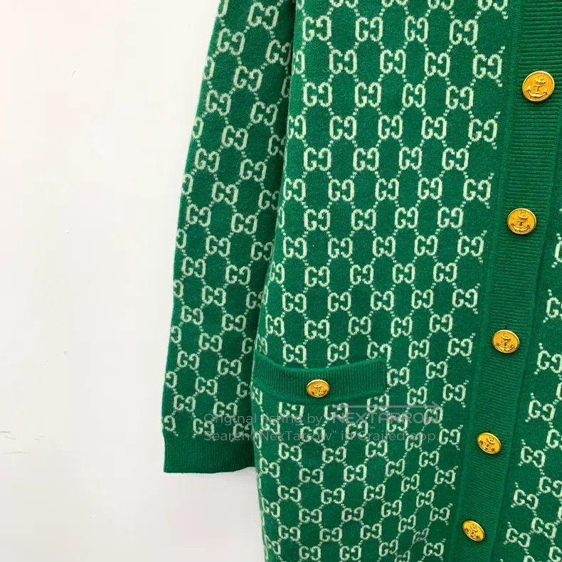 Gucci Gucci Green logo jacquad full-print wool single-breasted l Size XS / US 0-2 / IT 36-38 - 4 Thumbnail