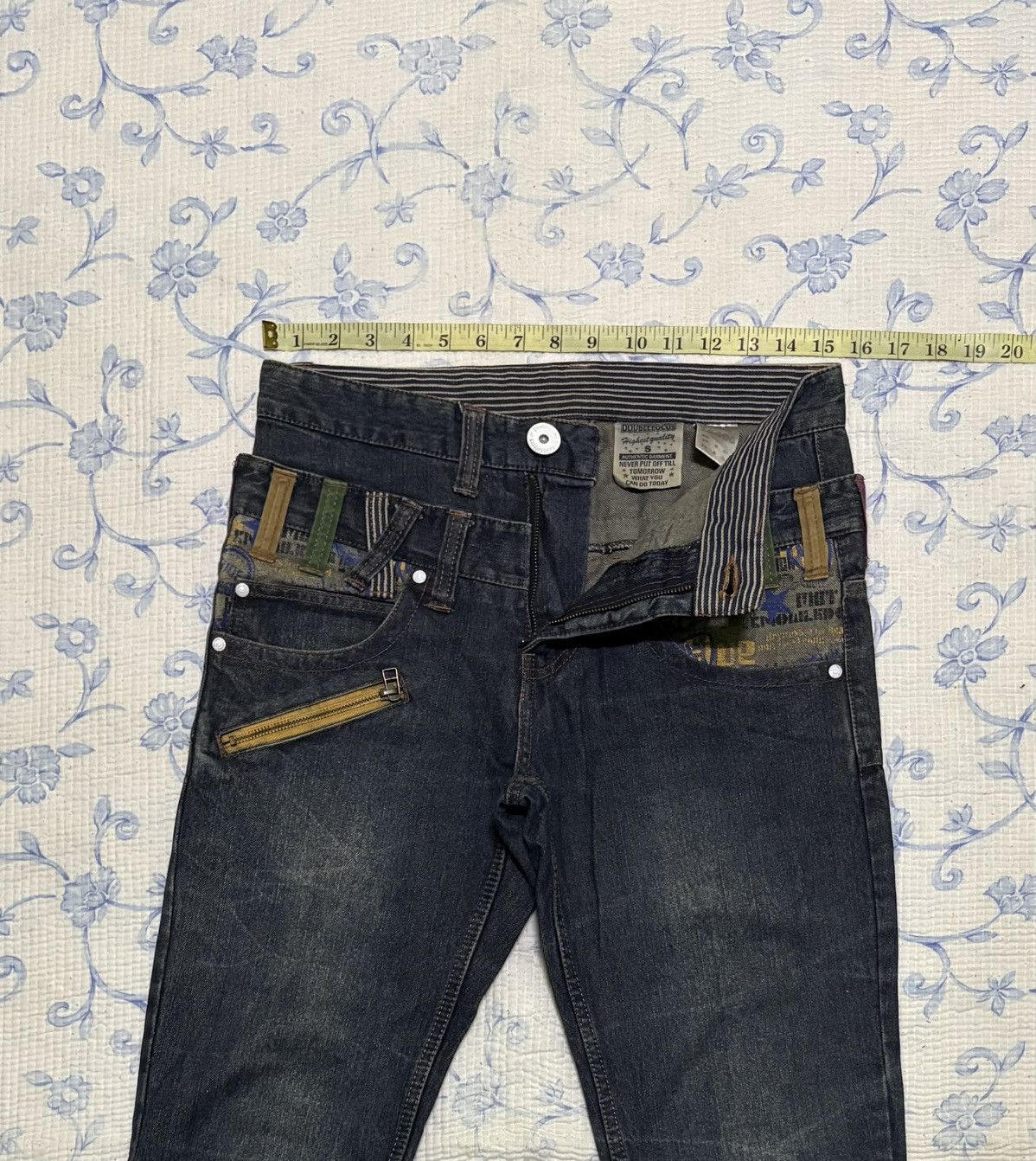 Japanese Brand Japanese Doublefocus Double Waist Jeans Low Flared Denim Size US 31 - 4 Thumbnail
