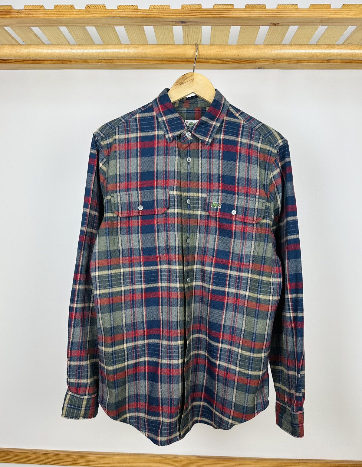 Flannel × Lacoste Vintage Lacoste Flannel Checkered Shirt Button Up Size US L / EU 52-54 / 3 - 1 Thumbnail