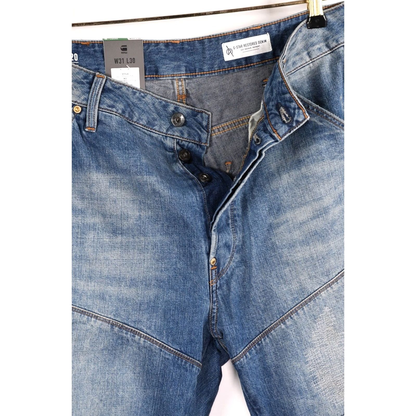 G-Star G-Star Raw Jeans 5620 3D Loose Tu Kara Denim DK Aged Restored Blue Mens W31/L30 Cotton Button Straight Size US 31 - 7 Thumbnail