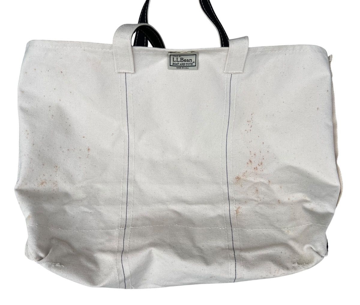 L.L. Bean 80s L.L. Bean Cotton Canvas White Black Big Tote Bag Size ONE SIZE - 16 Thumbnail