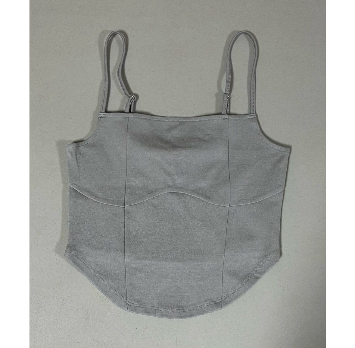 Vintage Gray Solid Fitted Zipper Tank Crop Top Shirt Blouse Size M 🩶 Size M / US 6-8 / IT 42-44 - 1 Thumbnail
