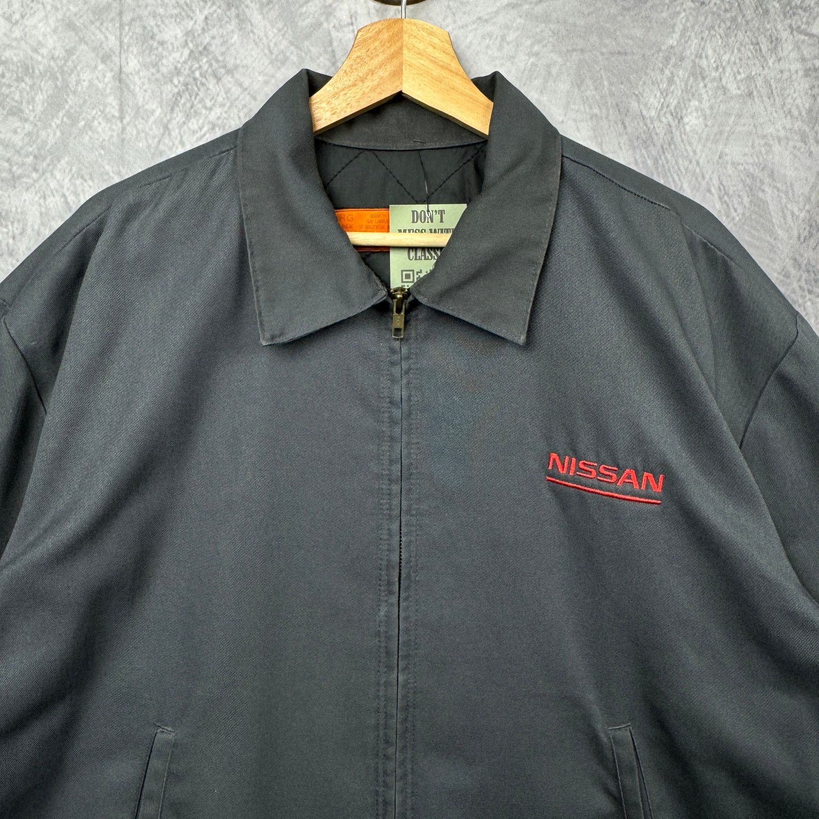90s Gray Nissan Spell Out Embroidered Work Jacket XL 4013