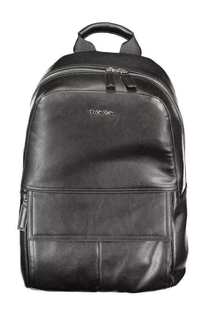 Black Polyester Men Men's Backpack