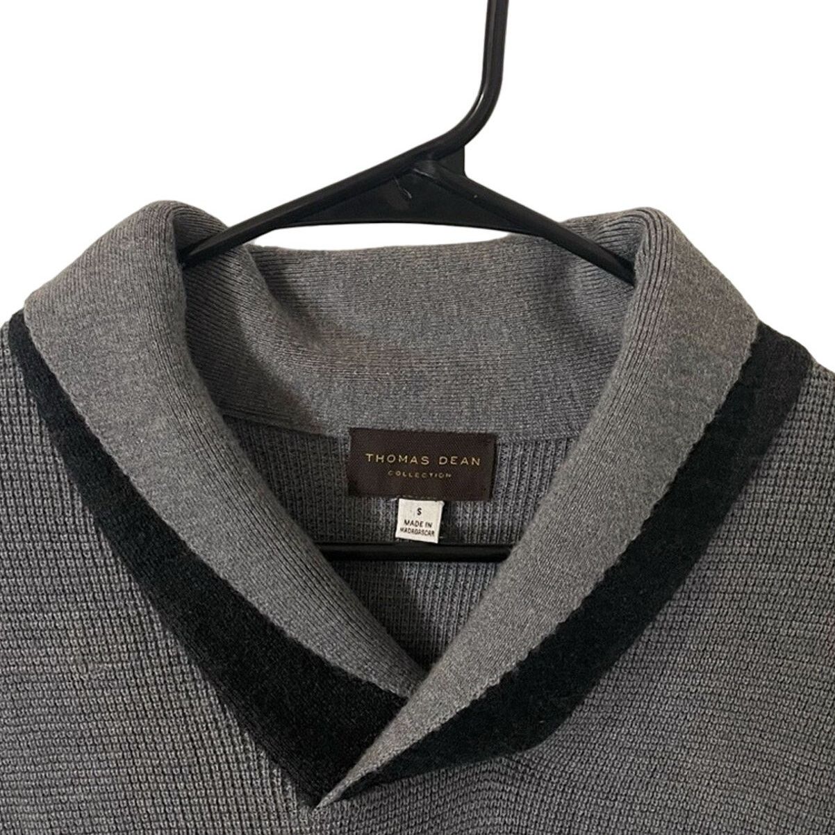 Thomas Dean Thomas Dean Merino Wool Shawl Collar Sweater Gray Small Size US S / EU 44-46 / 1 - 3 Thumbnail