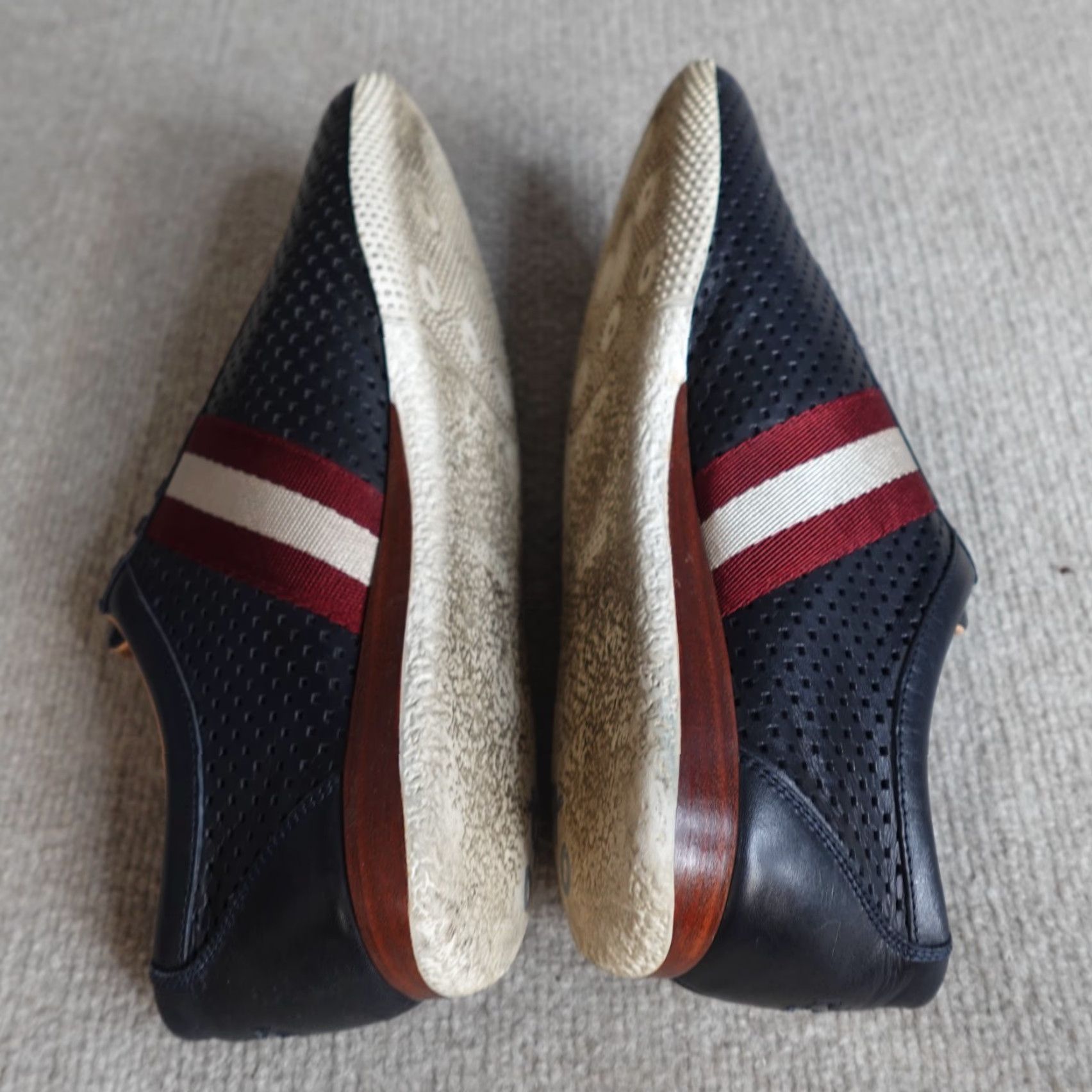 Bally Mens Sneakers 9 Blue Navy Leather Casual Sneakers D Rubber Outsole Leather Comfort Vintage No Mens Shoes