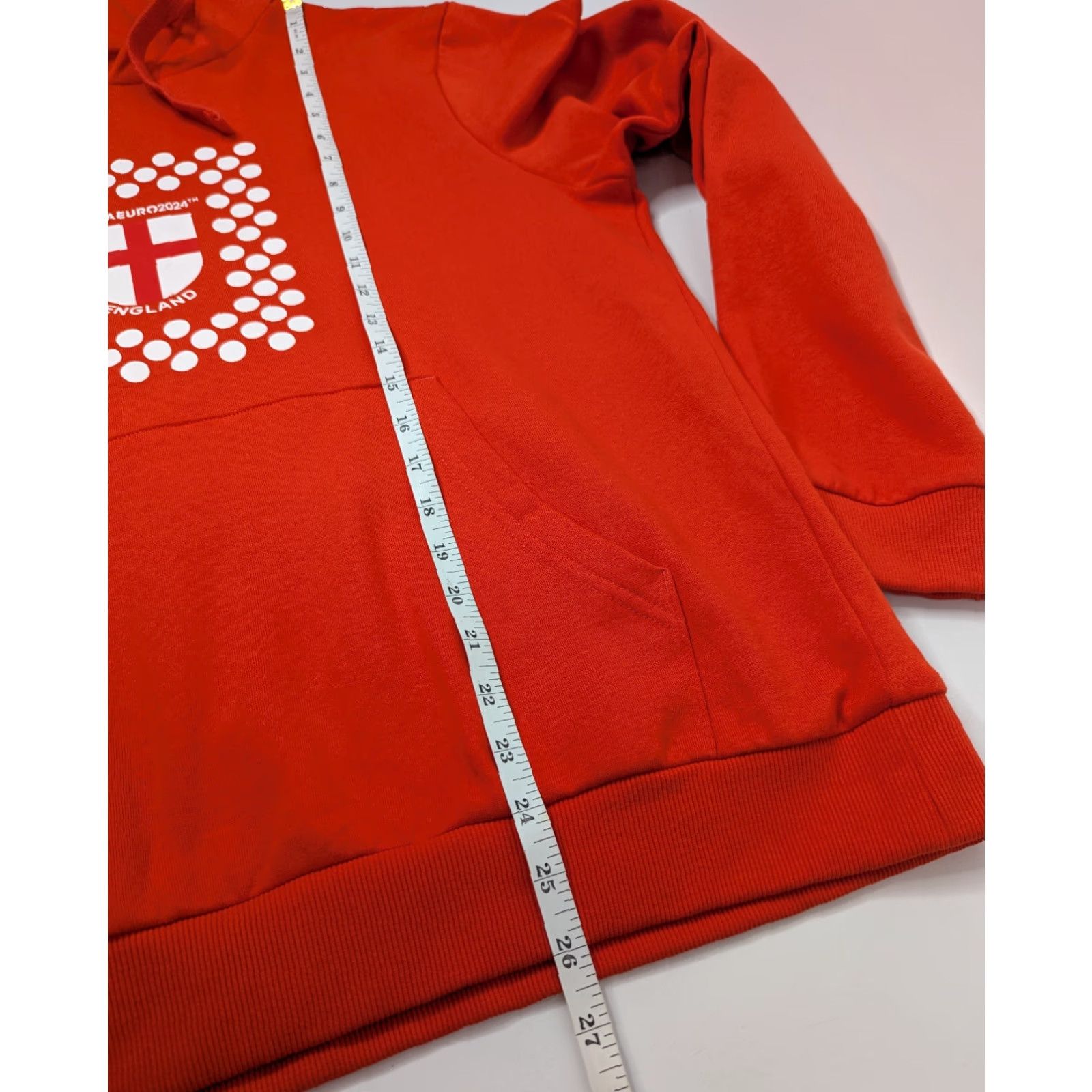 George UEFA Euro 2024 Hoodie England Red Orange Adult M Pullover Soccer Soccer UK England Hooded Pockets Mens Size US M / EU 48-50 / 2 - 7 Thumbnail