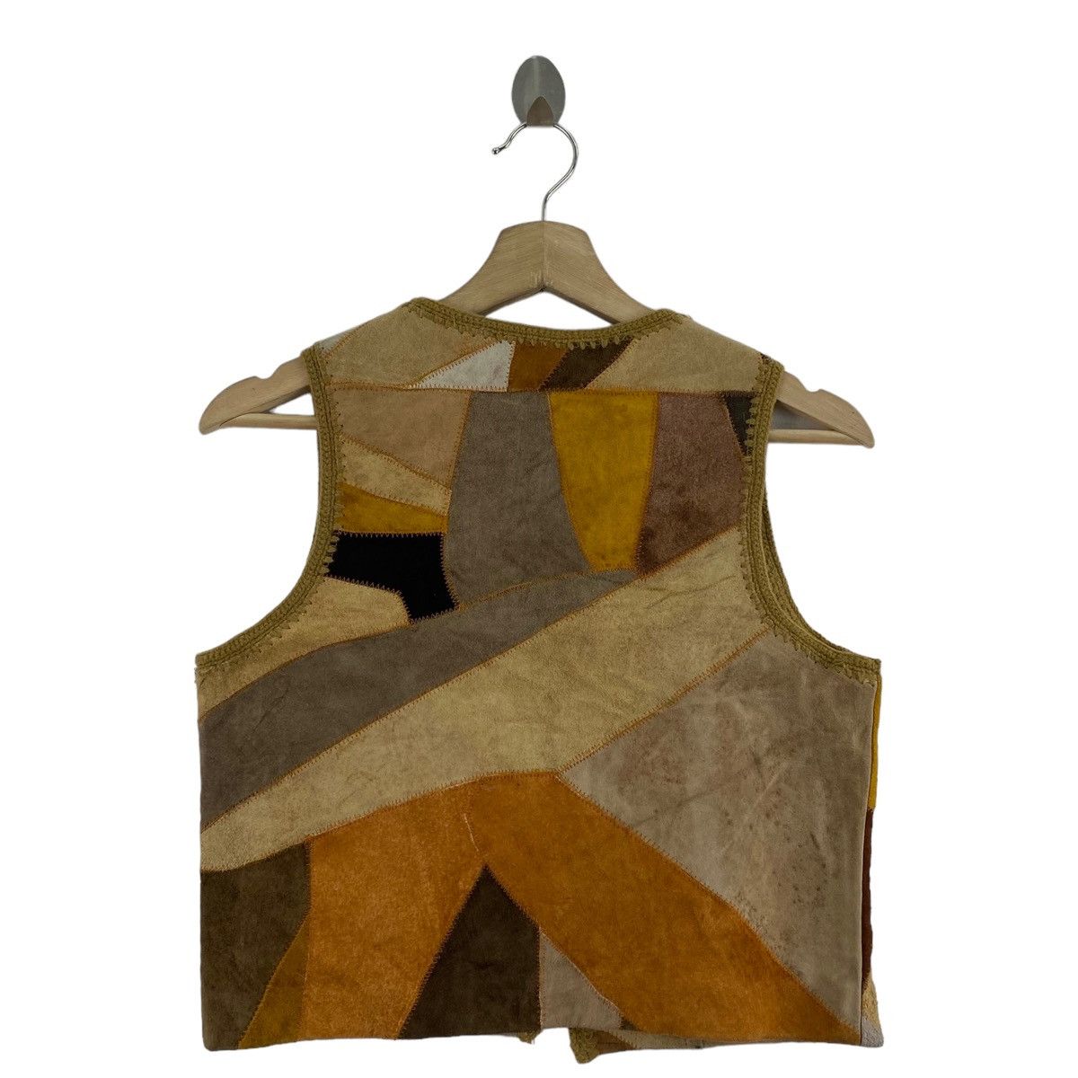Japanese Brand × Leather JAPANESE BRAND Patchwork Sashiko Cowhide Leather Vest Size US XXS / EU 40 - 4 Thumbnail