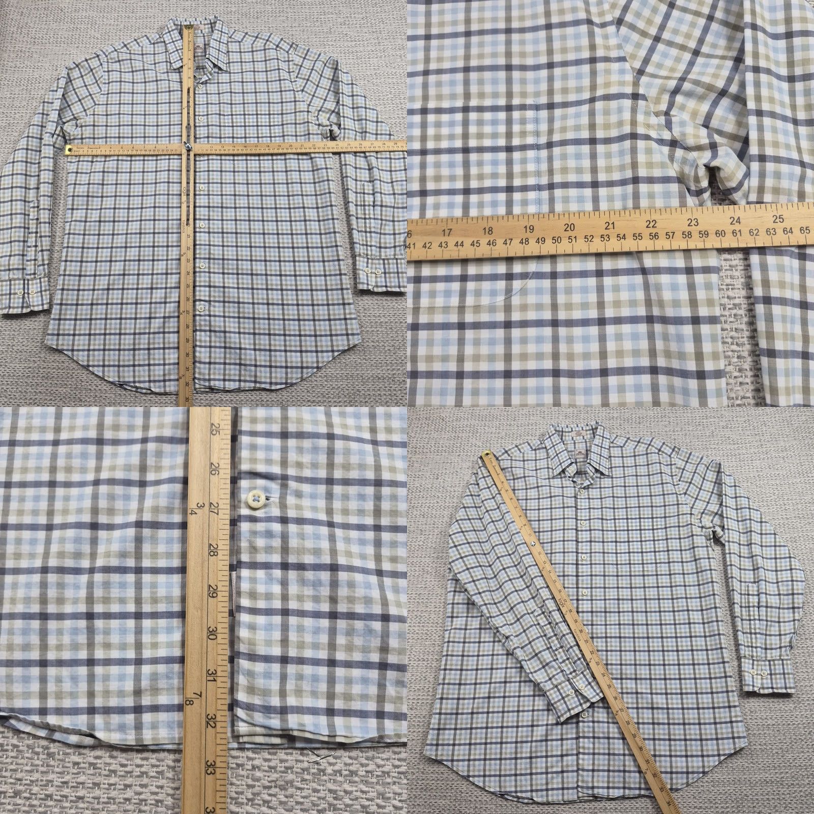 Peter Millar Peter Millar Button Up Shirt Mens Large Plaid Long Sleeve Cotton Casual Shirt Size US L / EU 52-54 / 3 - 8 Thumbnail