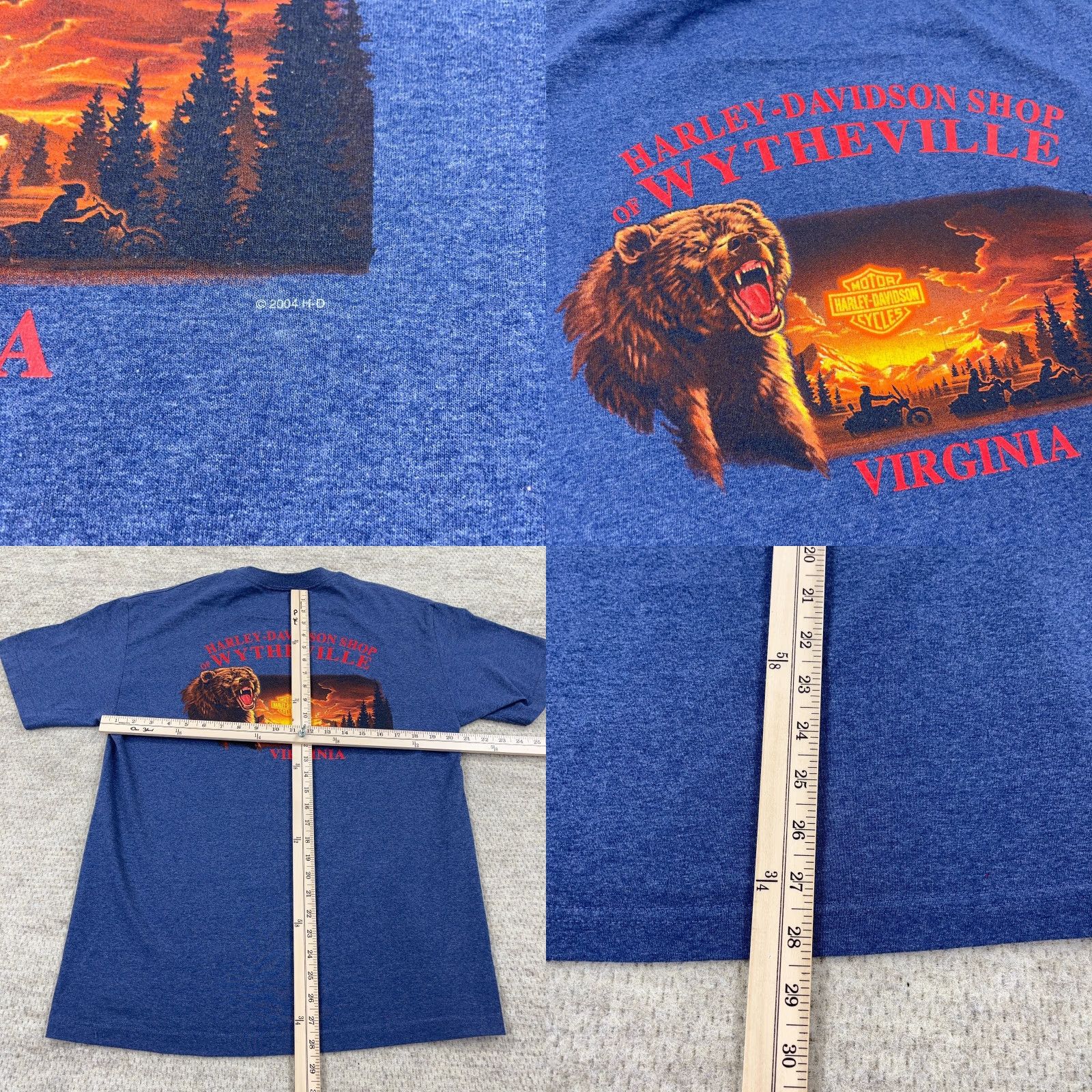Harley Davidson VINTAGE Harley-Davidson Shirt Men L Blue Bear 2004 Logo Graphic Print T-Shirt USA 80s Biker Retro Size US L / EU 52-54 / 3 - 8 Thumbnail