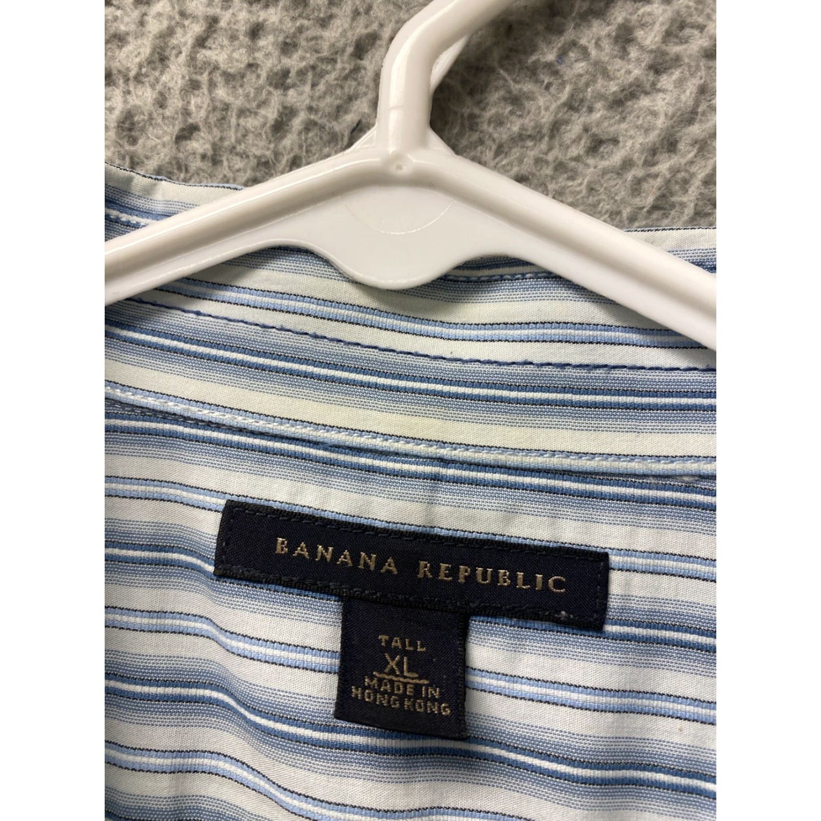 Banana Republic Banana Republic Shirt Men XLT Gray Striped Button Up Preppy Casual 116-68 Size US XL / EU 56 / 4 - 6 Thumbnail