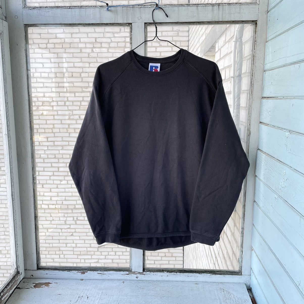 Pre-owned Russell Athletic X Vintage 90's Russell Athletic Grey Crewneck Sweater Size M In Faded Black