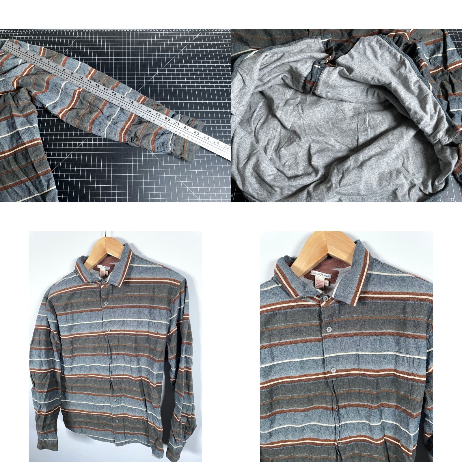 Carbon2Cobalt Carbon2Cobalt Lined Shirt Men's XL Gray Blue Striped 100% Cotton Shacket Size US XL / EU 56 / 4 - 8 Thumbnail