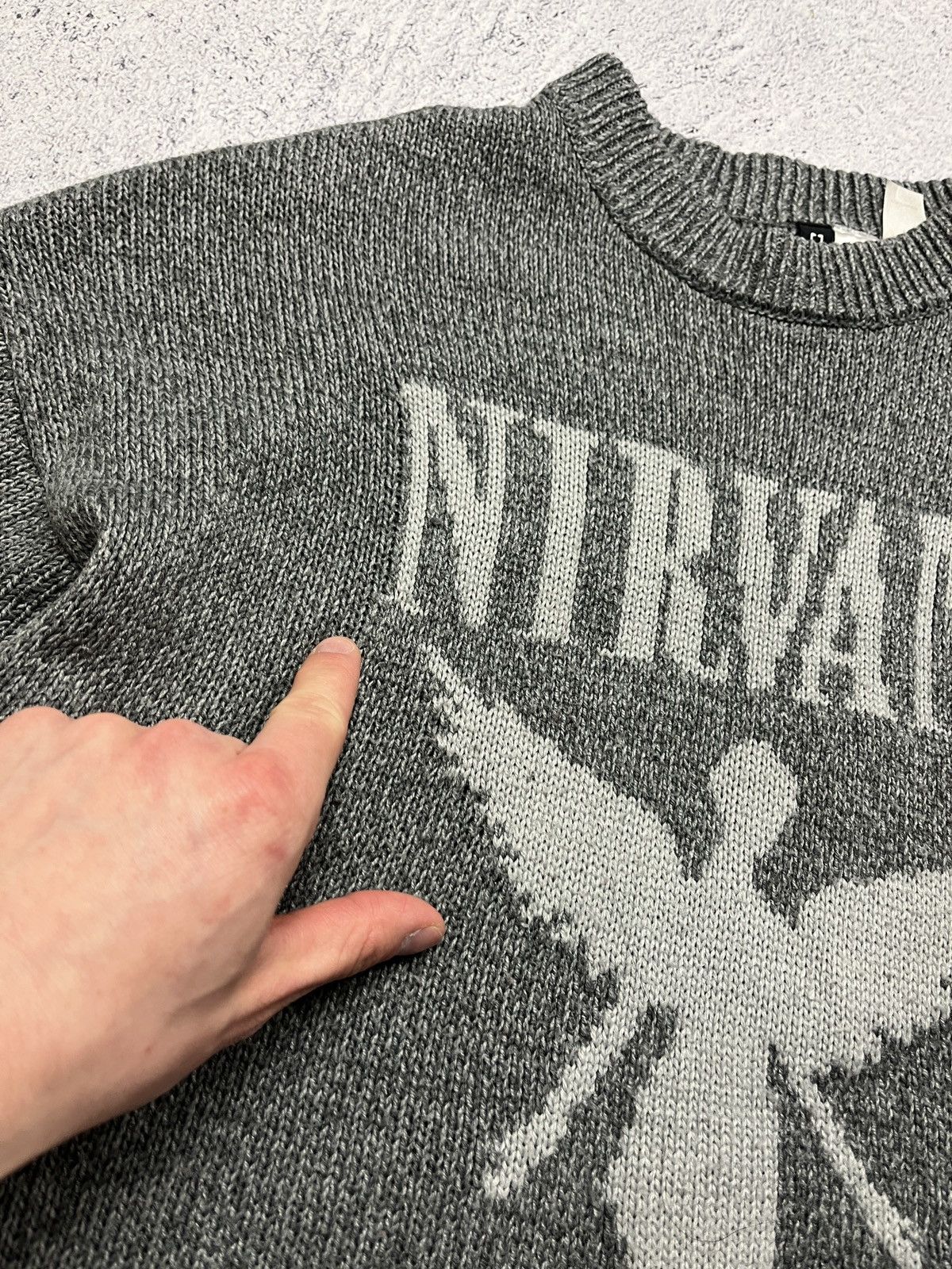 Other Vintage Y2k Nirvana Crazy Angel Big Logo Knit Sweater Boxy Size US M / EU 48-50 / 2 - 7 Thumbnail