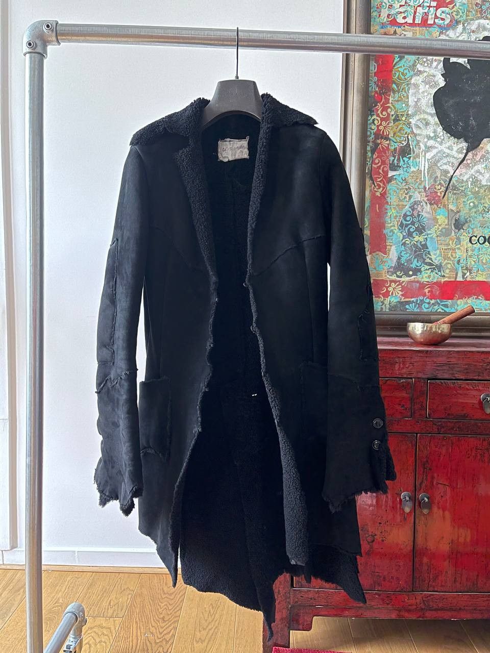 image of Greg Laurent Shearling Coat in Black, Women's (Size XS)