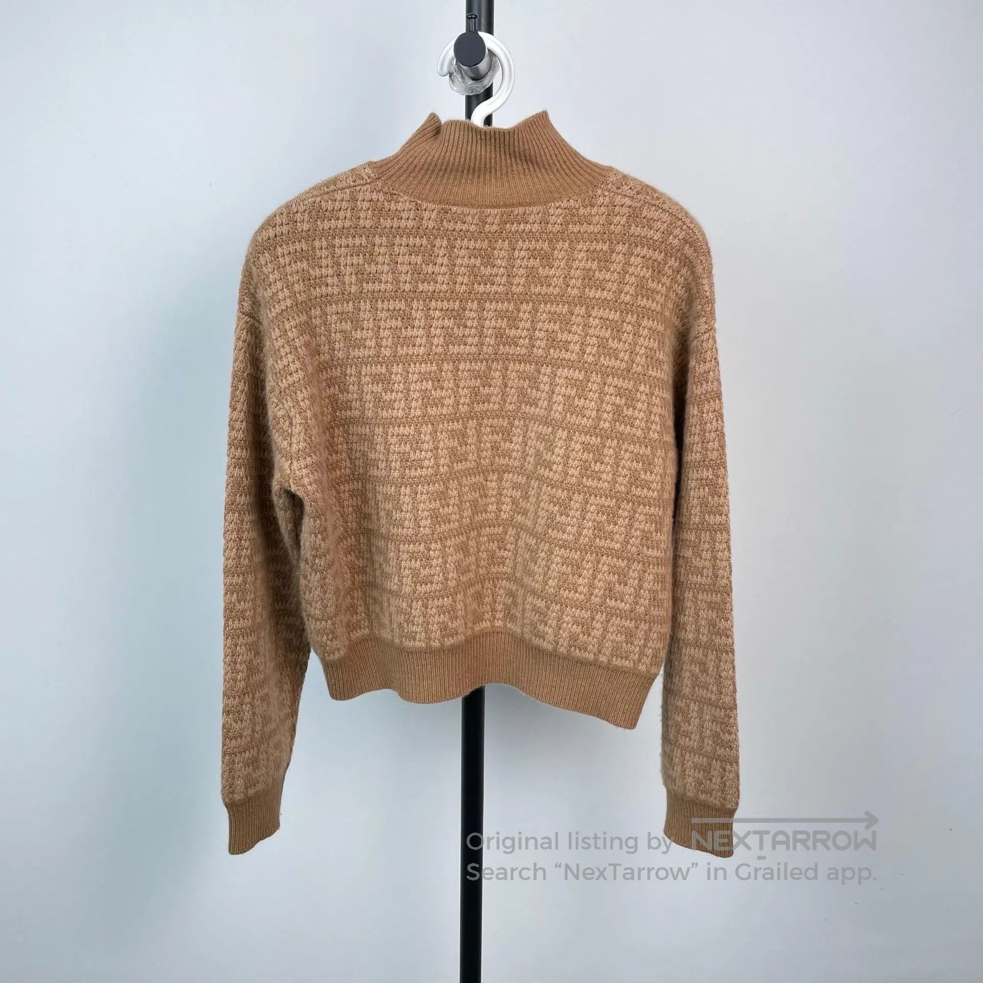 Fendi FENDI Caramel Brown Cashmere Half High Neck Full Print Lon Size XS / US 0-2 / IT 36-38 - 2 Thumbnail